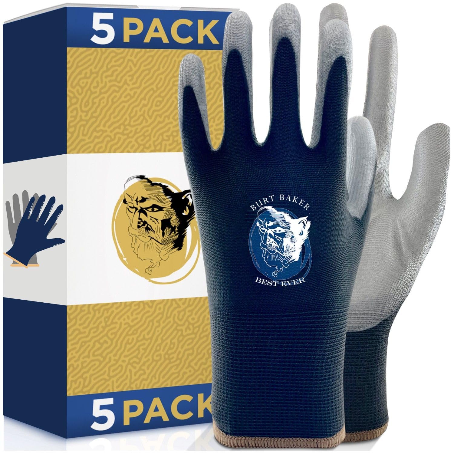 BURT BAKER BEST EVER No-Slip Grip Boost Lightweight Work Gloves (PRECISION FIT) Heavy Duty Dipped Slip Resistant Men & Womens