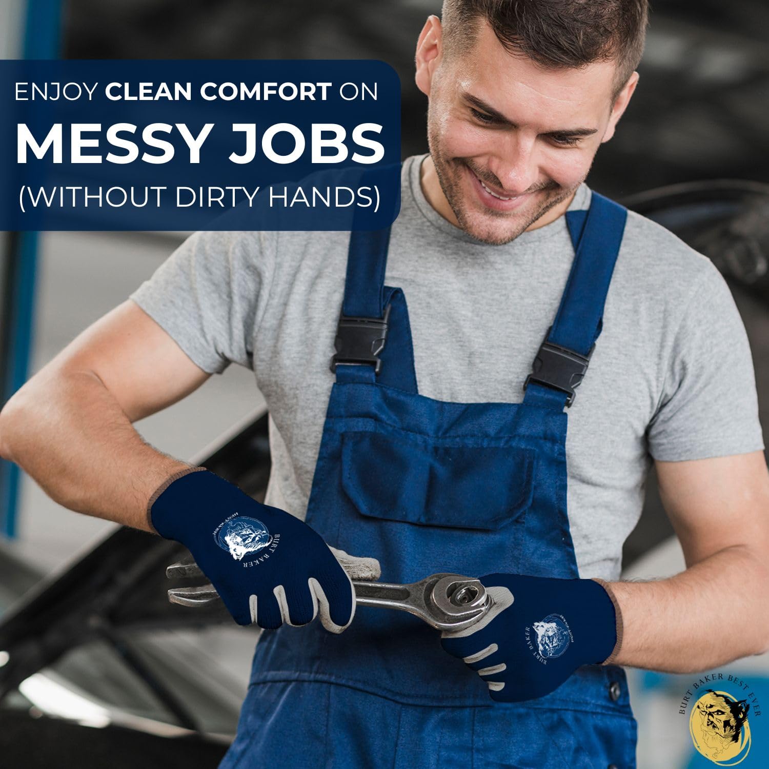 BURT BAKER BEST EVER No-Slip Grip Boost Lightweight Work Gloves (PRECISION FIT) Heavy Duty Dipped Slip Resistant Men & Womens