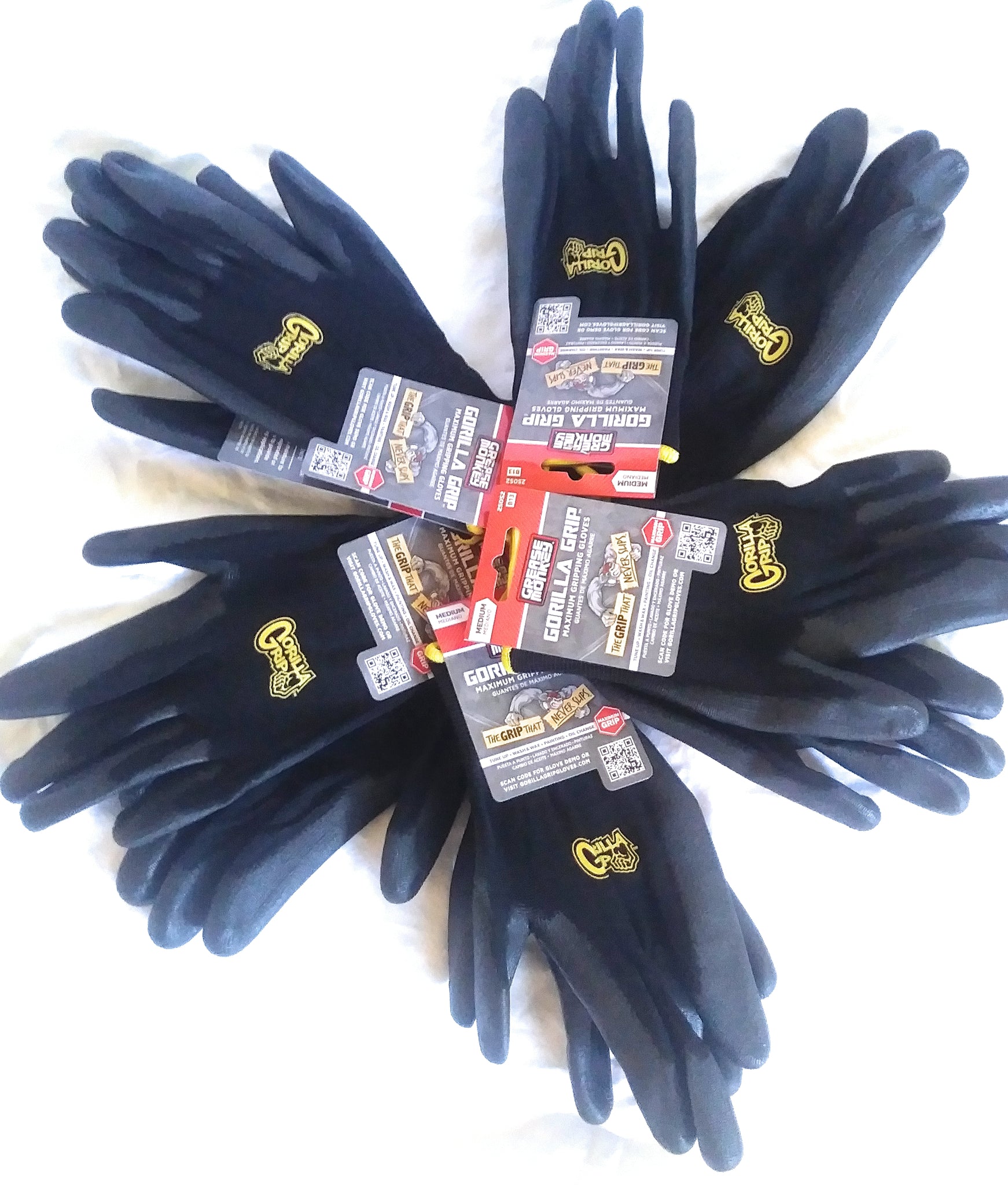 Grease Monkey Gorilla Grip Slip Resistant Gloves 5 Pack, Large, 25057-25 